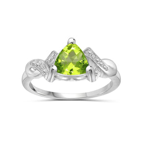 1 1/2 Carat T.G.W. Peridot And White Diamond Accent Sterling Silver Ring