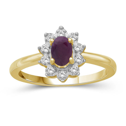 5/8 Carat T.G.W. Ruby And White Topaz 14K Gold-Plated Ring