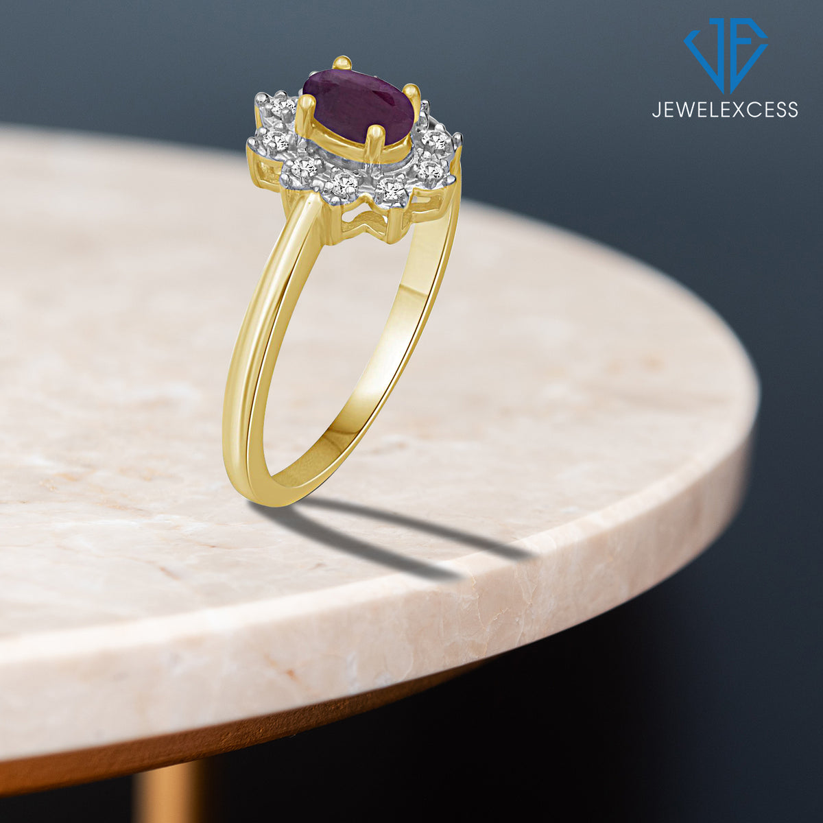 5/8 ct. T.G.W. Ruby & White Topaz Ring in 14K Gold over Silver