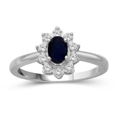 5/8 ct. T.G.W. Sapphire & White Topaz Ring in Sterling Silver