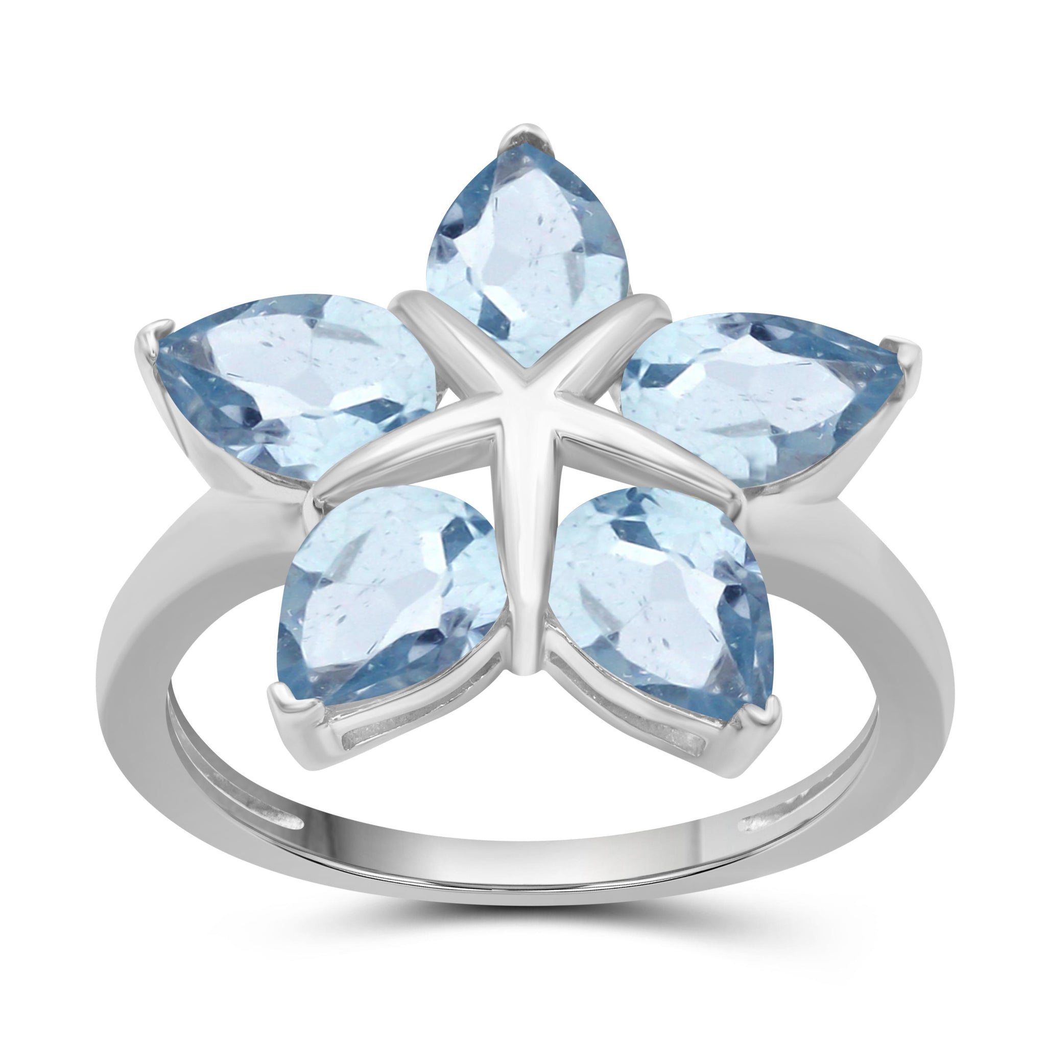 4 1/4 Carat T.G.W. Sky Blue Topaz Gemstone Sterling Silver Flower Ring