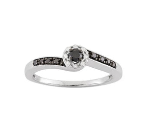 1/5 carat Black and White Diamond Halo Ring